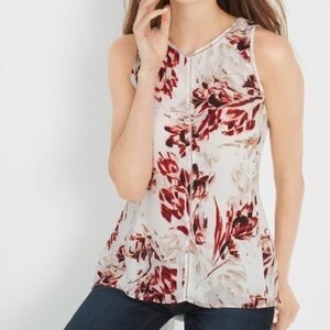 WHBM Floral-Print Shell Sleeveless Blouse size S